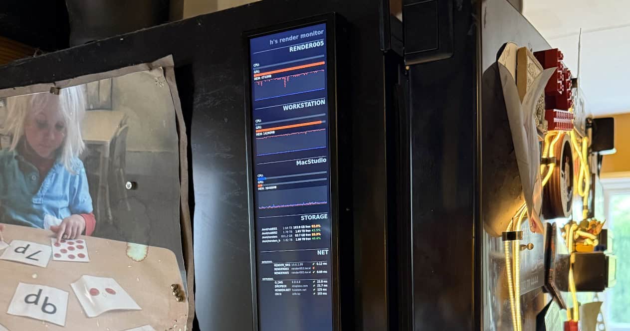 Render/network monitor screen for the fridge